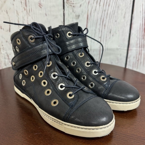 Stuart Weitzman Shoes - STUART WEITZMAN women’s high top sneakers dark navy blue riveted size 7.5 GUC